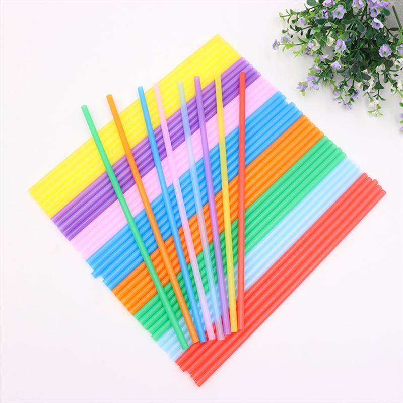 

200pcs Plastic Straws Disposable Flat Mouth and Straight Drinking Straws Smoothie Drink for Wedding Birthday Party Favors