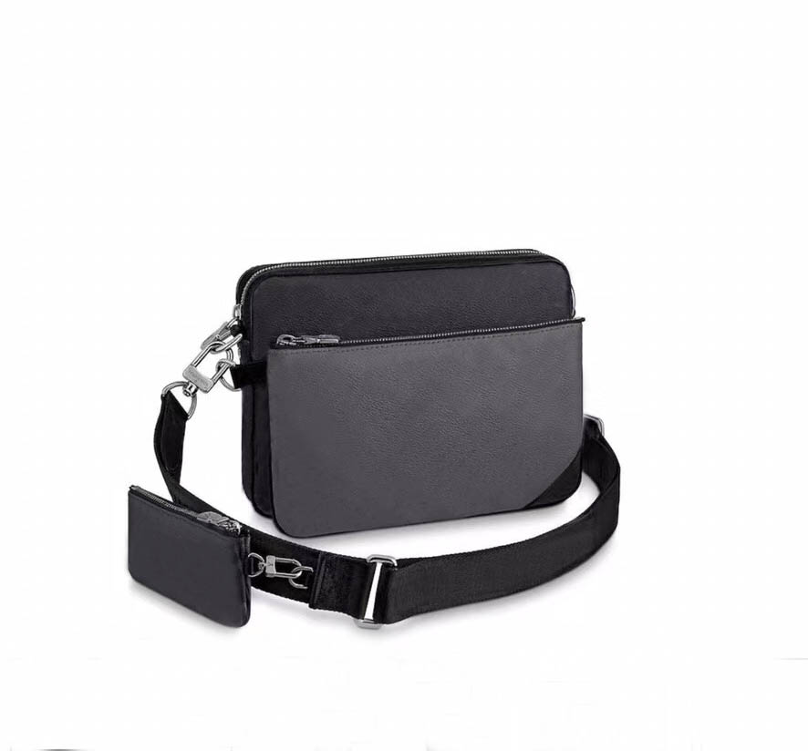 

2020 Free worldwide shipping classic luxury matching leather men's shoulder bag top quality handbag 69443 45320 size 25cm 18cm 4cm, Grey