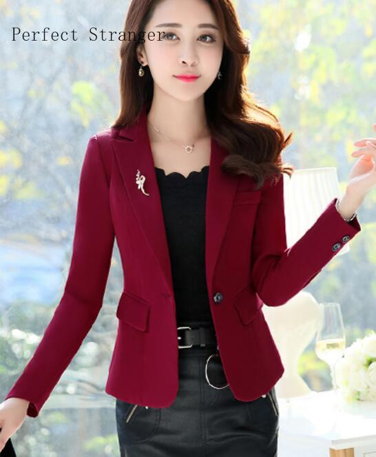 

2020 Spring New Arrival Elegant Turn-down Collar Plus Size -3XL Long Sleeve Solid Color Women Suit Coat WIth Brooch, Black