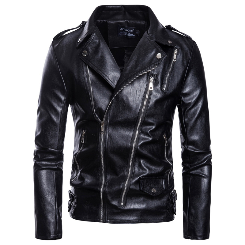 

Men's Locomotive Leather Jackets New Fashion Multi-Zipper Motorcycle Leather Jacket Male High-end PU Coat Casaco Masculino,B027, B027 black