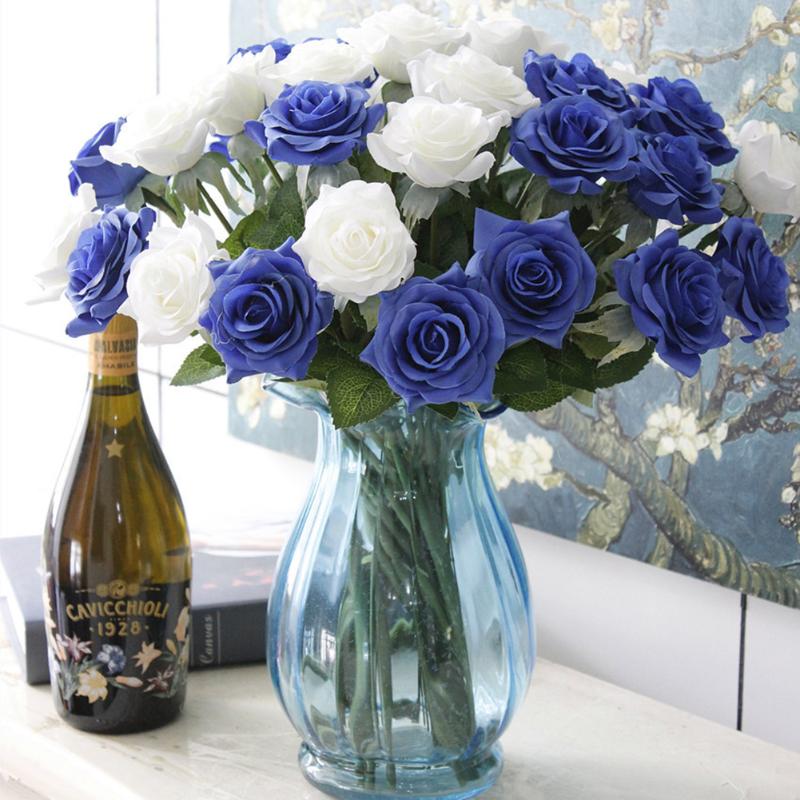 

Artificial Roses Flowers Romantic Silk Bouquet Diy Artificial Decoration Home Wedding Flowers Living Room Office Dinner Decor, Light yellow