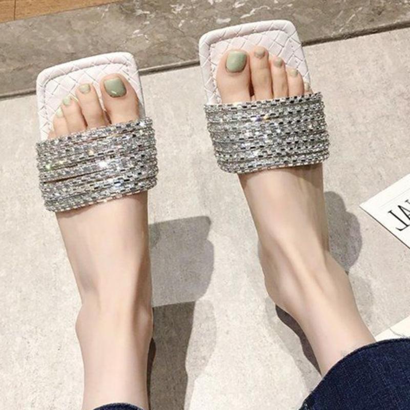 

Summer Slipper Ladies Spring Women women Waterproof Platform Thick Bottom Rhinestone Slippers Beach Shoes, Black