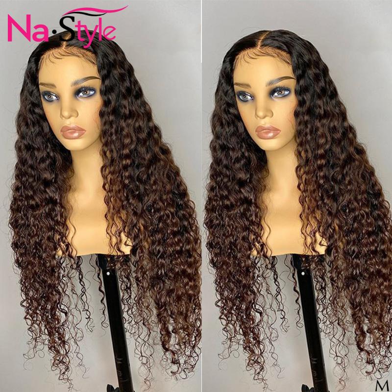 

Ombre Lace Front Wig Preplucked 13x6 lace Front Human Hair Wigs Curly 1B/4 Color 150 360 frontal Wig With Baby Hair Remy