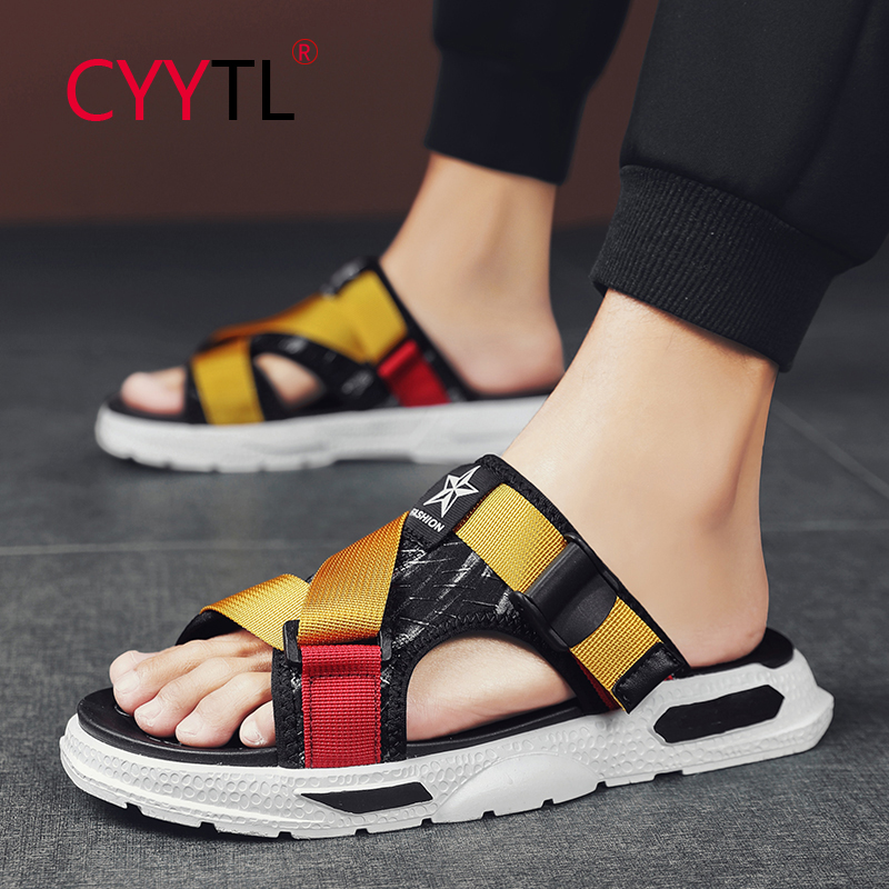 

CYYTL Summer Men Slippers Casual Yellow Shoes Non-slip Slides Bathroom Sandals Soft Sole Flip Flops Women Slides Pantuflas, Black j10