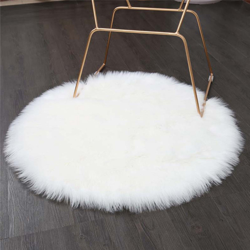 

40/90cm Round Plush Soft Carpet Mat Area Rug for Bedromm Living Room Floor Decor Plush Carpet White, White-Gray, Pink, Black, Black 40cm