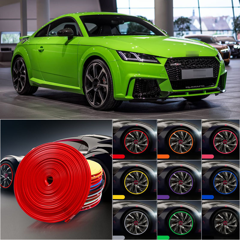 

8M Car Wheel Hub Rim Edge Protector Ring Tire Strip Guard Rubber Sticker Decals For Audi TT RS