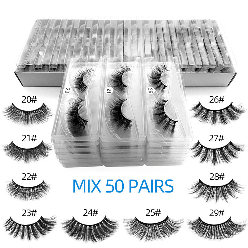 Faux cils 3d en vison 20 ~ 29 #, extension de cils naturels longs, maquillage, en vrac, livraison gratuite DHL, vente en gros