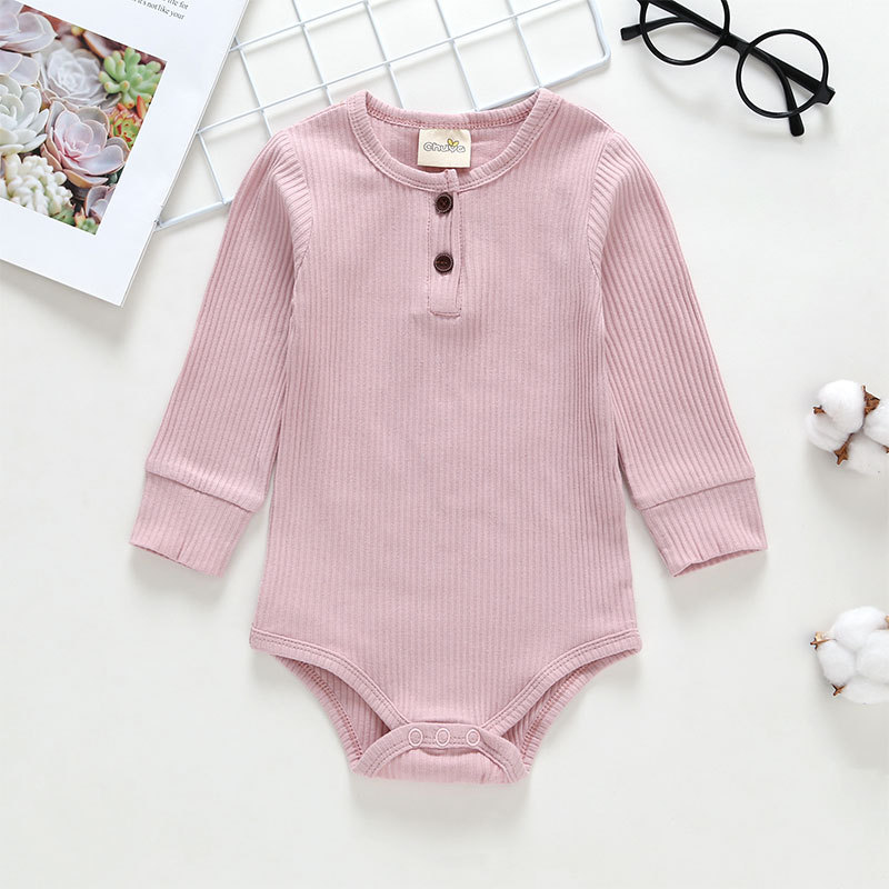 

2020 Autumn Newborn Baby Clothes For Baby Boys Romper Casual Long Sleeve Jumpsuit Outfits Knit Girls Clothes Unisex 0-18 M, White