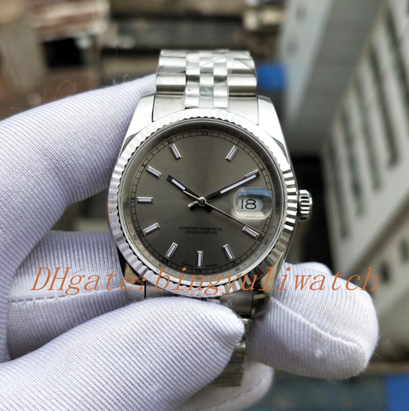 

Luxury New Factory Watches Classic 36MM New Style Series 2813 Movement Men watch Automatic Stainless Steel Strap gray dial perfect date, 01