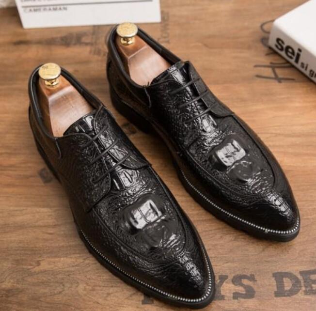 

New Men Dress Shoes Formal Wedding Genuine Leather Shoes Retro Brogue Business Office Men's Flats Oxfords For Men b62, Black1