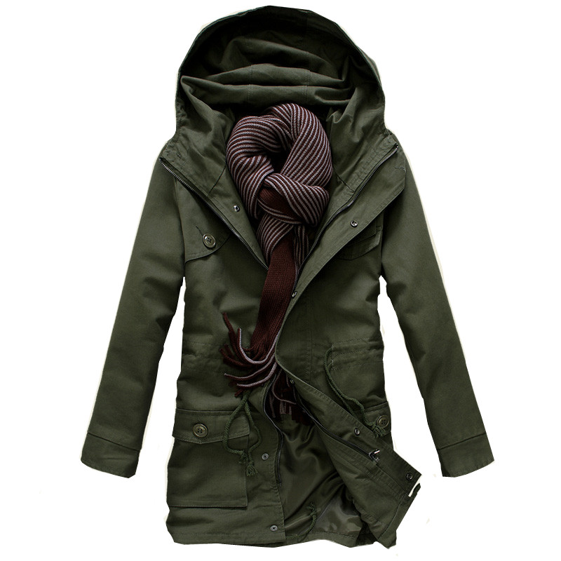 

LEFT ROM 2019 Fashion male High grade warmth winter long hoodie Trench jackets/men leisure Cotton padded clothes coat, Black