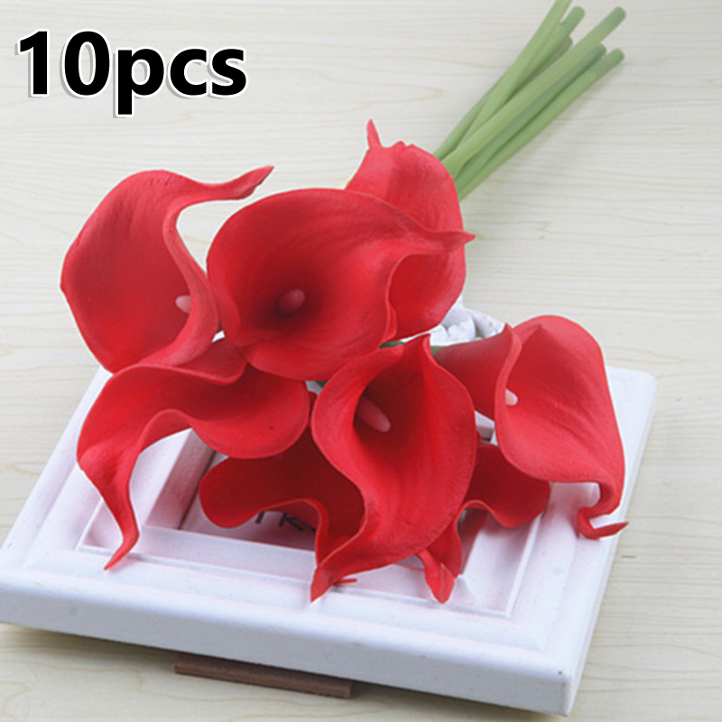 

10pcs Artificial Real Touch Calla Lily Flower Wedding Home Decor Bride Bouquet Artificial Fake Flowers, Blue