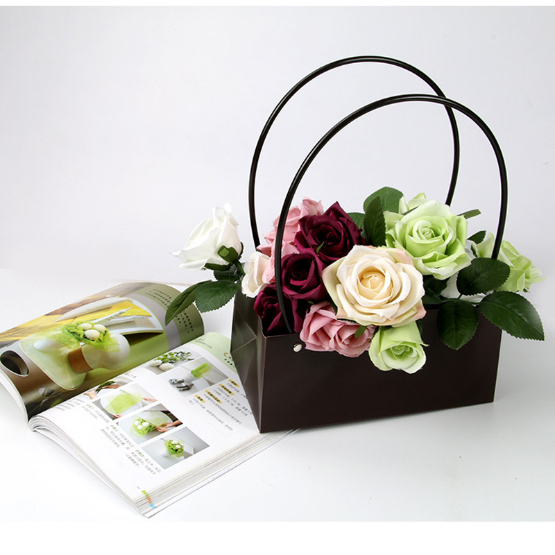 

Waterproof PVC Flower Bag Basket Plastic Gift Wrap Packaging Box Wholesale