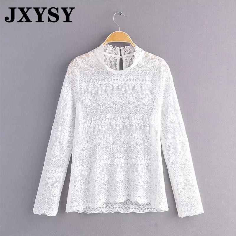 

JXYSY blouse women england elegant high street perspective sexy blusas mujer de moda 2019 kimono shirt womens tops and blouse, Picture color