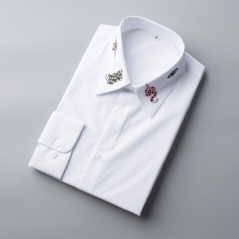 

Business male Dress Shirts Solid Color Long sleeve Chemise homme male clothes Shirts men Big size Camisas masculina, White