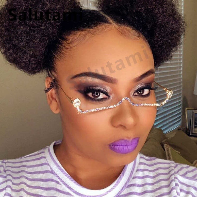 

Only Frame Crystal Glasses Frame Women Chic Colorful Rhinestone Eyewear Female Fashion Decoration No Lens