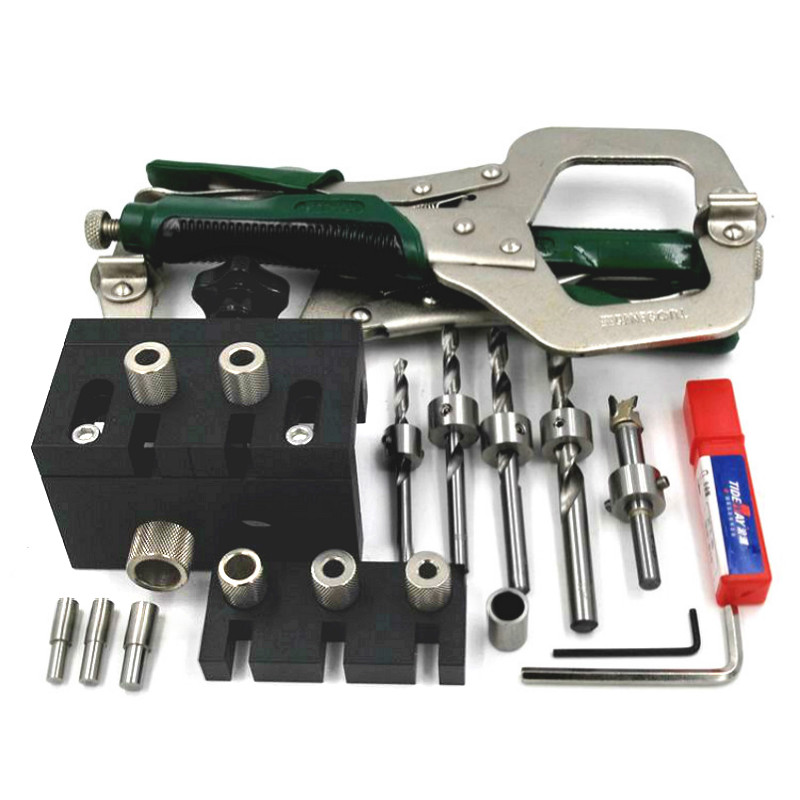 

3 In 1 Woodworking Doweling Jig Connector Kit with Positioning Clip Drilling Guide Embedded Nut Puncher Locator Fixture Tools