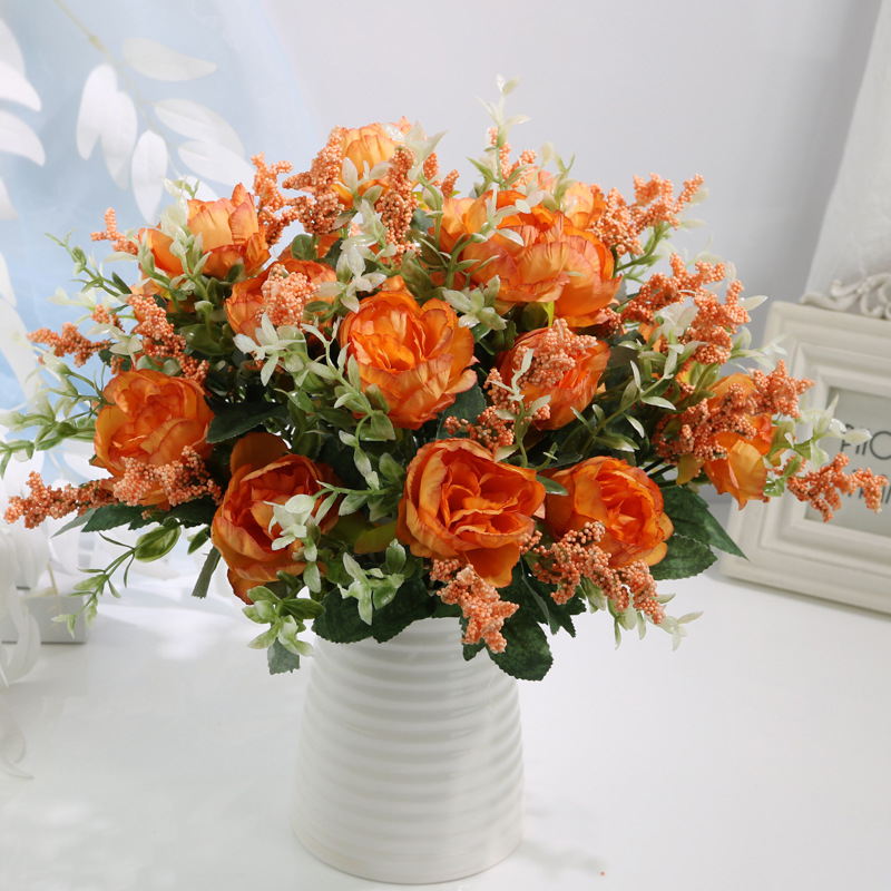 

5 Heads Bouquet Peonies Artificial Flowers Silk Peonies Bouquet Flowers Wedding Party Home Decoration Fake Peony Rose Flower