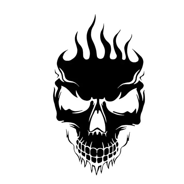 

18.5*11.1 CM flames skull reflective car sticker laptop decal CA-1007, Silver