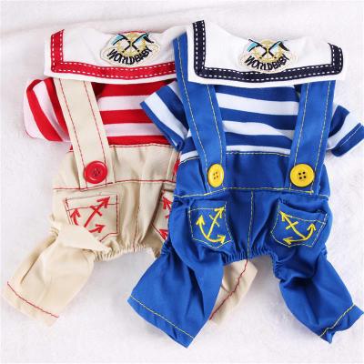 

Dog clothes four feet spring and autumn winter clothes pet clothes Teddy dog VIP than bear puppies bib, Stripe blue