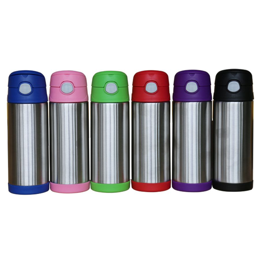 

12oz Stainless Steel Bounce Cup 6 Colors Vacuum Children Cup Outdoor Portable Insulated Coffee Milk Mug Water Bottle Kids Cup OOA7465-16