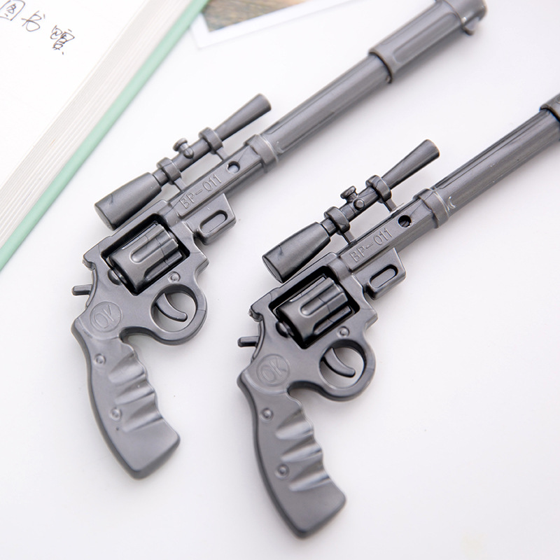 

2 pcs/lot Punk Revolver Design Machine Gun Ballpoint Pens for Teenagers Cool Stationery School Office Student Writing Pens Gift, As pic