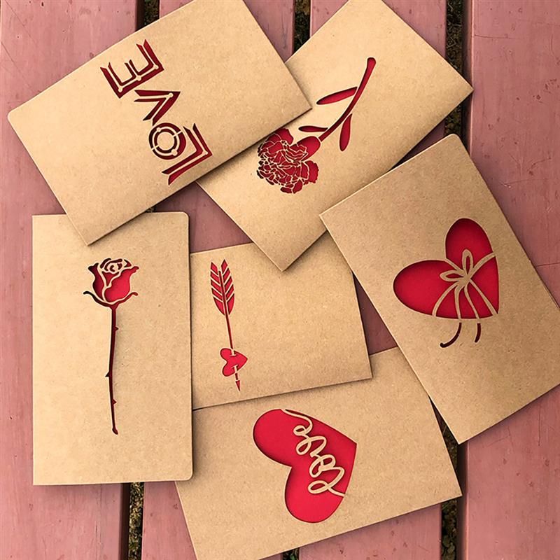 

Greeting Card Retro Hollow Thank You Card Kraft Paper for Valentine's Day