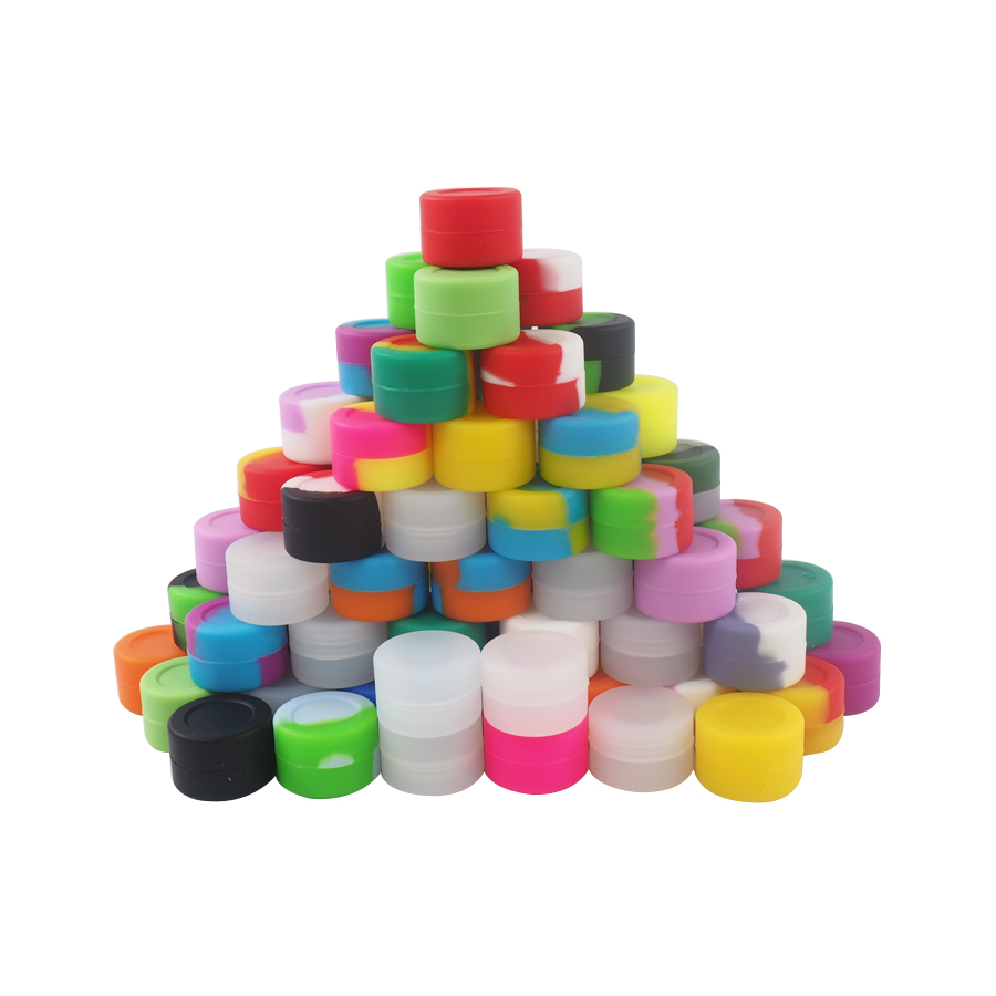 

30pcs/lot Wholesalel-3ML silicone jars non-stick dab wax oil jar container with round shape 26mmX17mm solid&nonsolid color