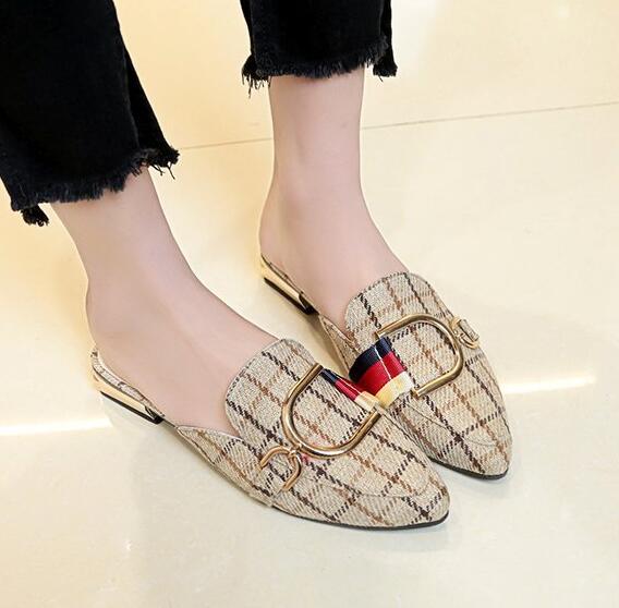 

Hot Brand Slipper Fashion Mules Princetown Women Slippers Mules Flats Designer Fashion Metal Chain Ladies Casual shoes, Red