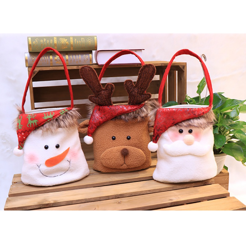 

New Christmas Candy Bags Three-dimensional Fleece Doll Apple Bag Candy Bag Christmas Decoration Gift Gift
