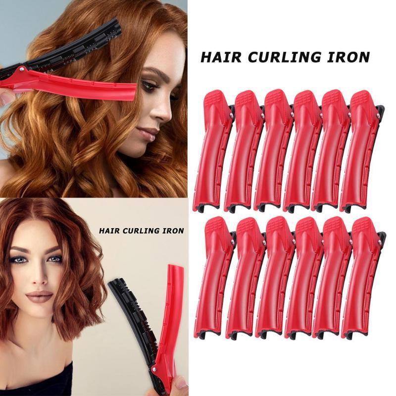 

12pcs Hair Rollers Clips Roots Wave Perm Bar Rods Fluffy Clips Curler Clamps Salon Hairdressing Hair Styling Tools, Golden;silver