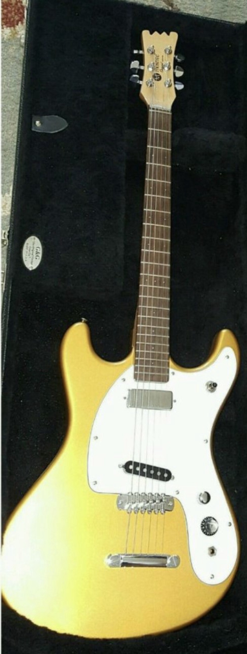 

1966 Ventures Johnny Ramone Mosrite Mark II Gold Electric Guitar Tune-A-Matic Bridge & Stop Tailpiece, Mini Humbucker Pickup, Grover Tuners