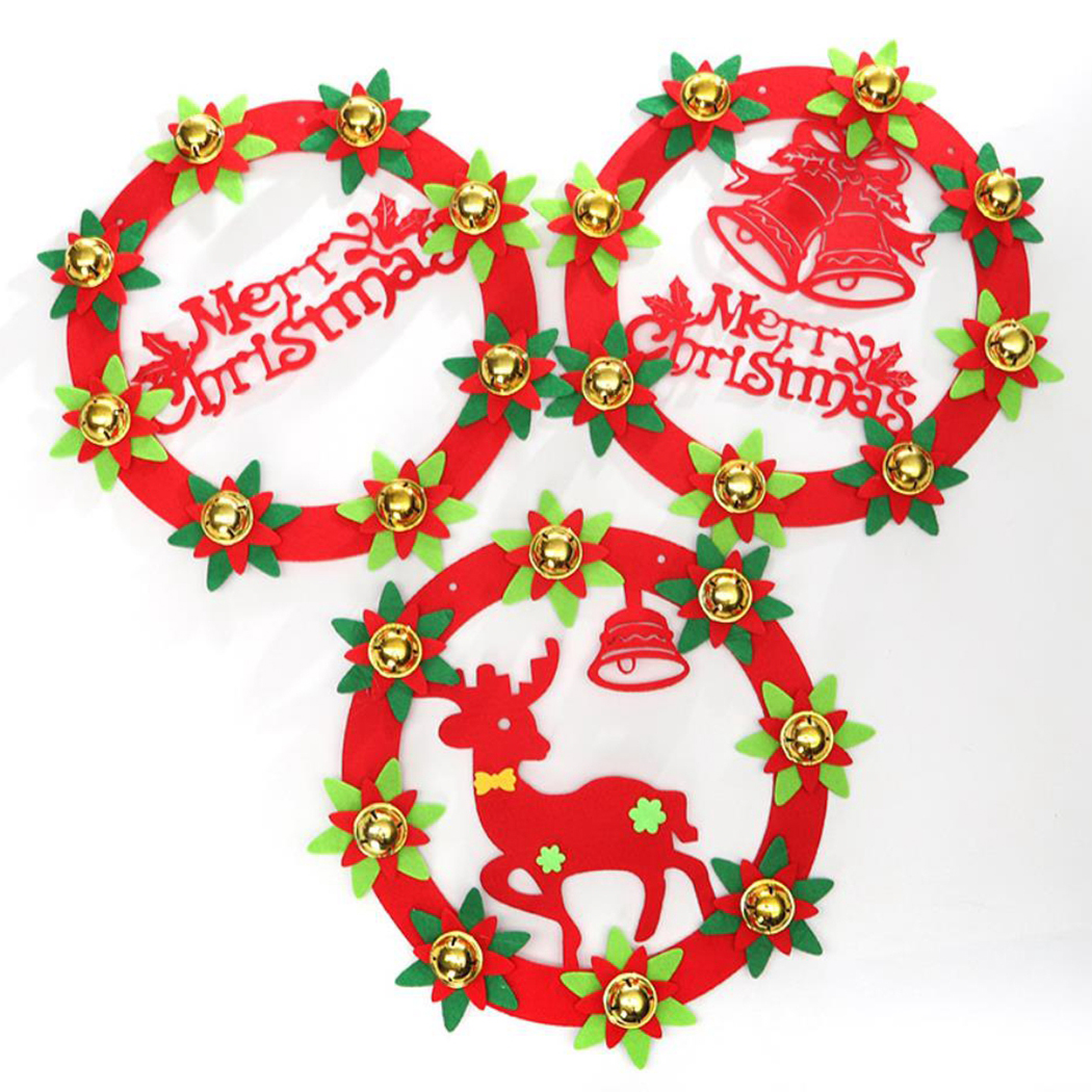 

New Year Christmas Hanging Ornament Wreath Shape Wall Door Decoration Wreath Front Door For Wall Window Party Decor, Deer