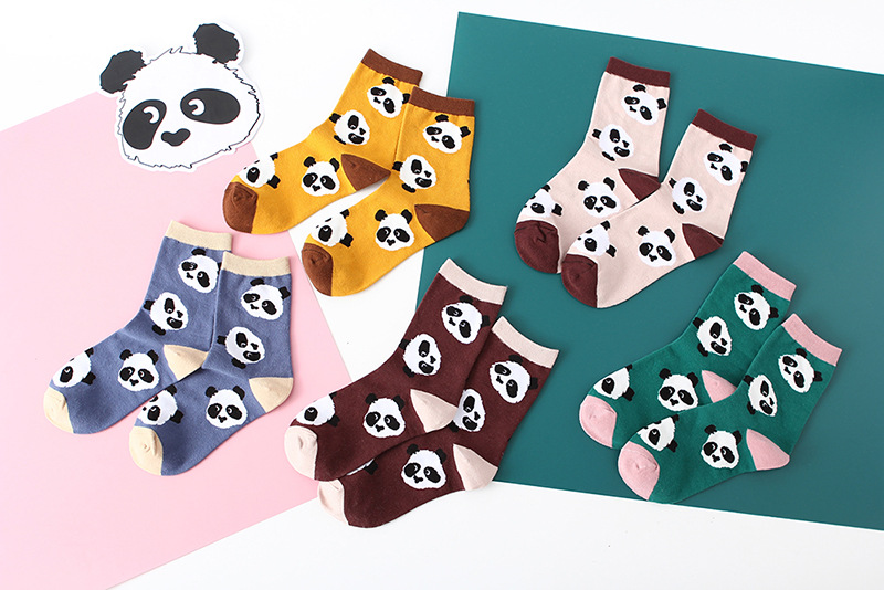 

Women's Short Socks Middle Tube Socks Cartoon Panda Print Crew Spring and Summer Tide 2020 New Fashion, 431002
