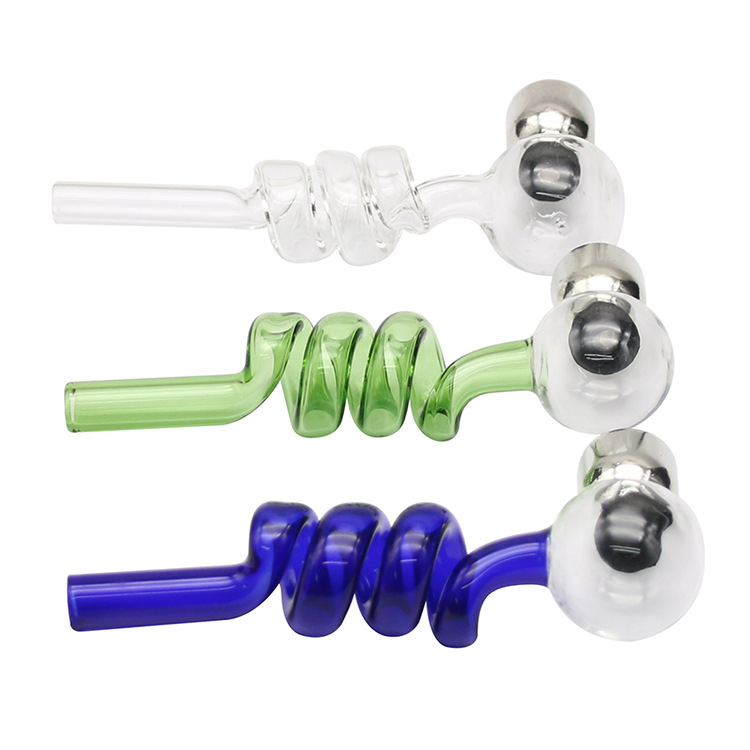 

Multi-colors glass pipes Curved Oil Burners 14cm length 0.8cm Diameter ball Balancer Water Pipe smoking pipes