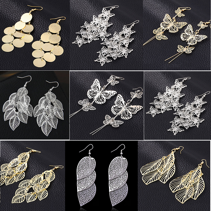 

wholesale 30 pairs mix styles womens fashion earrings metal dangle silver gold brand new drop shipping party gifts