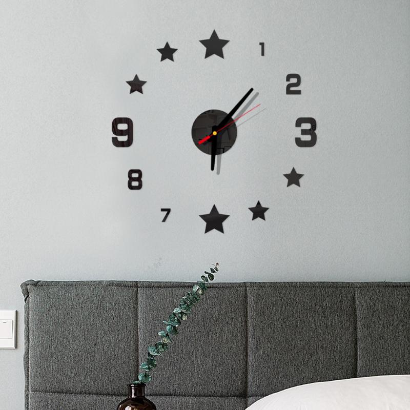 

House DIY Wall Clock 3D Mirror Surface Wall Sticker Decorations Home Office Living Room Decor Clock SWWQ