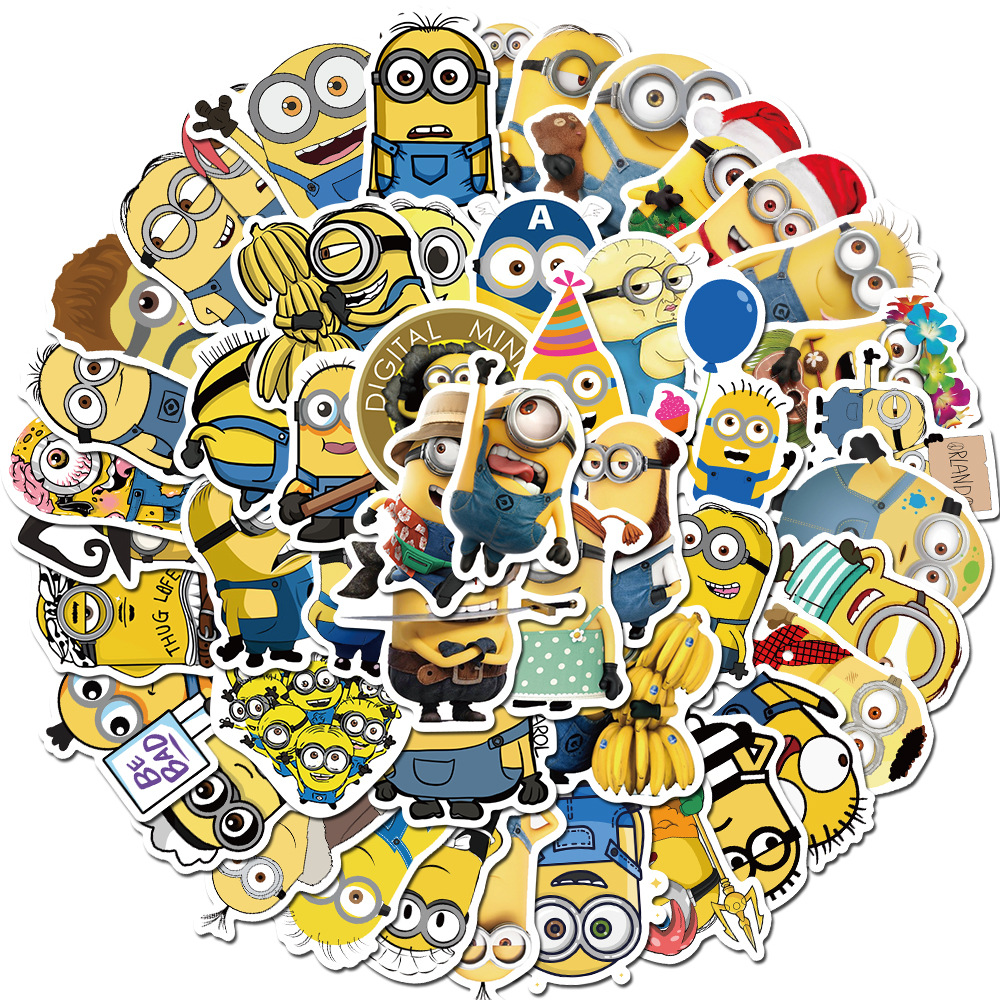 

50 pcs pack Mixed Little Yellow Man Graffiti Sticker For Car Laptop Skateboard Pad Bicycle Motorcycle PS4 Phone Decal Pvc Stickers, Multi colors