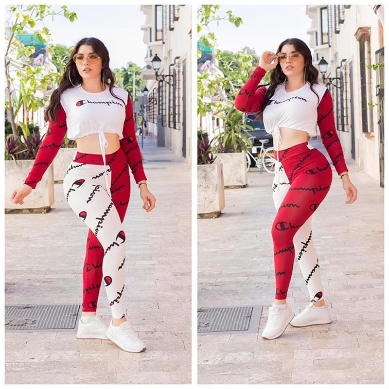 red and white champion outfit