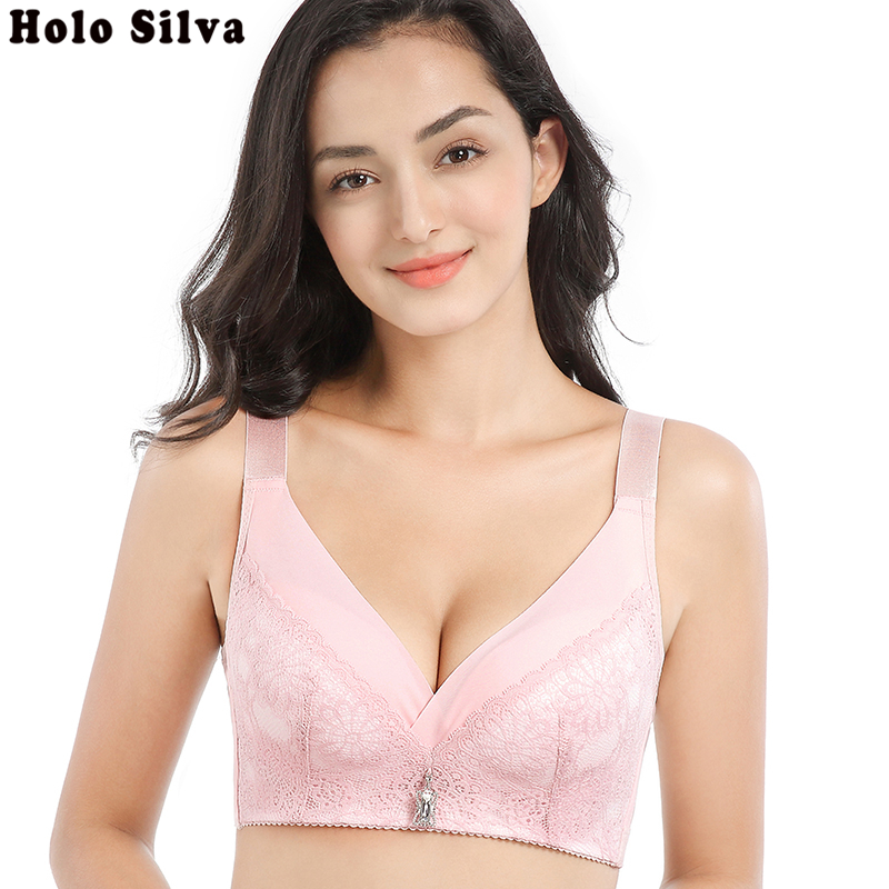 

Large Size Underwear Wide Strap Floral Lace Bras for Women Sexy Rings and Cups Increase Lace Large Cup Bras Women Plus Size, Dark grey
