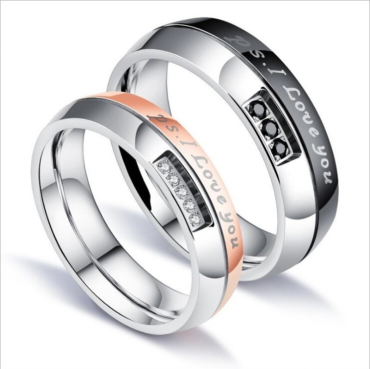 

I Love You Couple Ring Stainless Steel Rings for Women Men Lovers Promise Ring Jewelry Wedding Engagement Gifts
