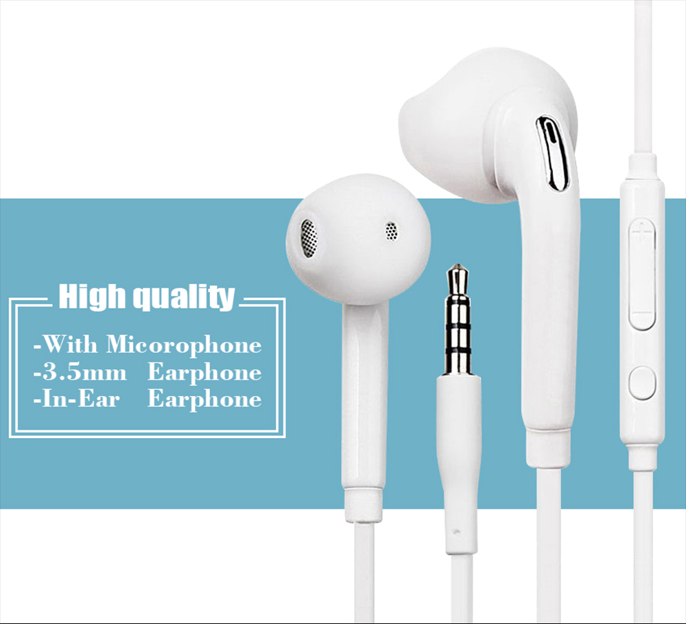 

Wired 3.5mm In-Ear Earphones Headphones With Mic and Remote Control Earphone for Samsung Galaxy s3 s4 s5 s6 edge note3 note4 for Xiaomi, White