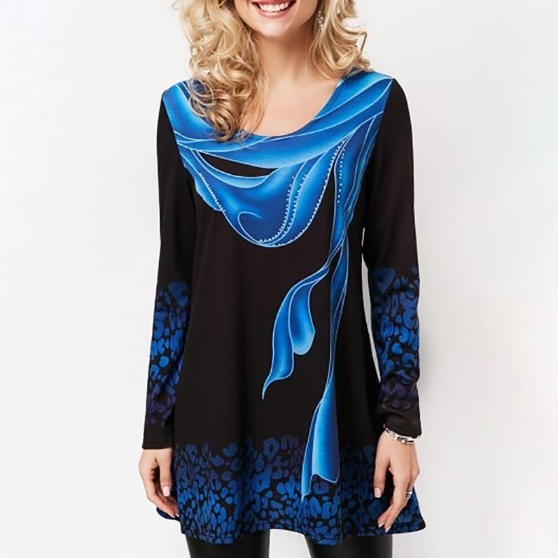 

Shirt Women Spring Autumn O-neck Blouse long Sleeve Casual Printing Female fashion shirt Tops Plus Size StreetShirt, Style1