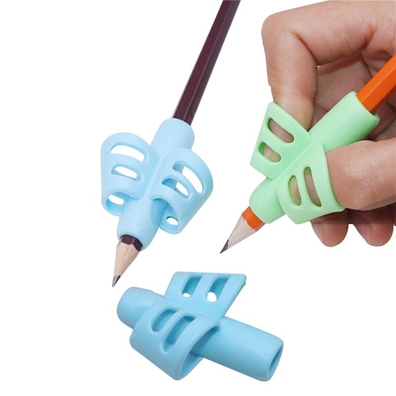 

2019 Pen Grips Two-finger silicone Three-color mixing Student stationery writing posture corrector Pencil cover love writing