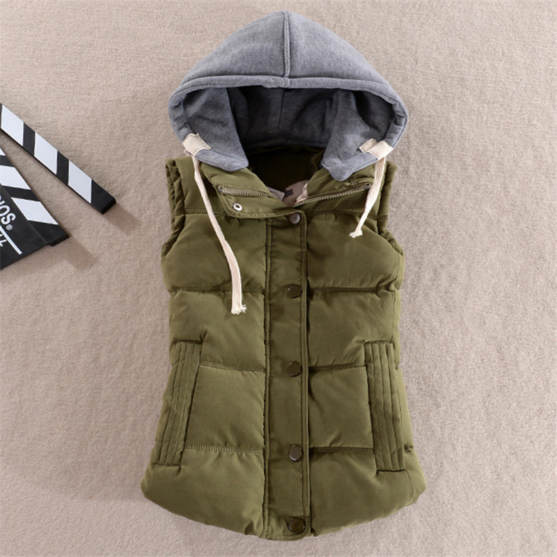 

Women's Vests 2021 Winter Vest Slim Cotton Waistcoat For Women Coletes Female Jacket Coat Red Warm Down Outerwear 10 Colors D031