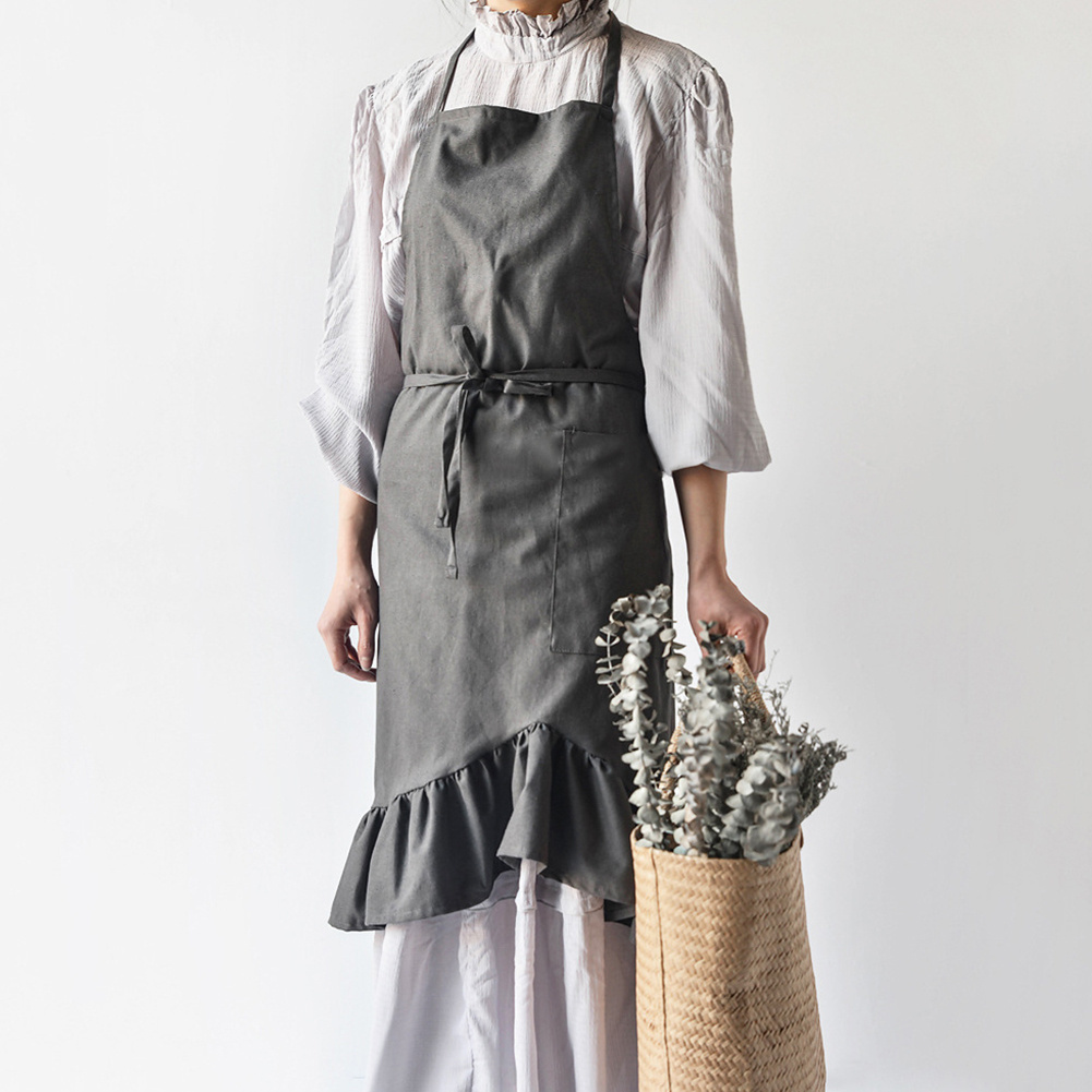 

Nordic Simplicity Style Aprons Washable Cotton Uniform Unisex Adult Aprons for Woman Lady's Kitchen Cooking Coffee Shop