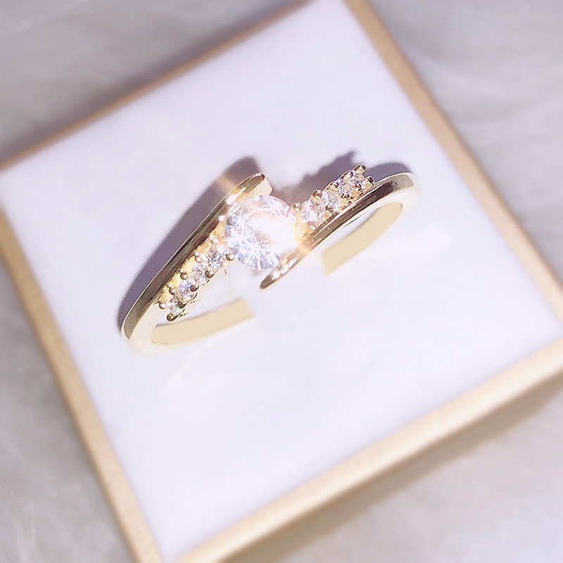 

Plating 14k Woman Ring Concise Zirconium In Japan And Korea Stone Simplicity Ring Index Finger Hand Ornaments
