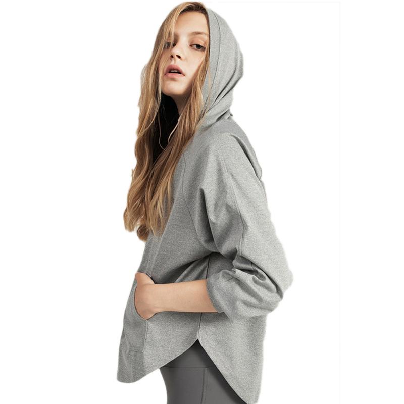 

Hooded Training Running T-shirt Loose Fitness Clothing Gym Female Breathable Quick-dry Spring Autumn Long Sleeved Yoga shirt, Black