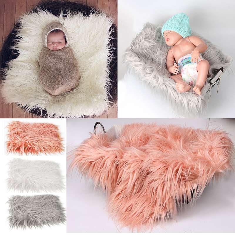 

Newborn Baby Photo Props Backdrop Photography Soft Fur Mat Blanket Newborn Body Cotton Wrap for Infant Photography, Gray wrap