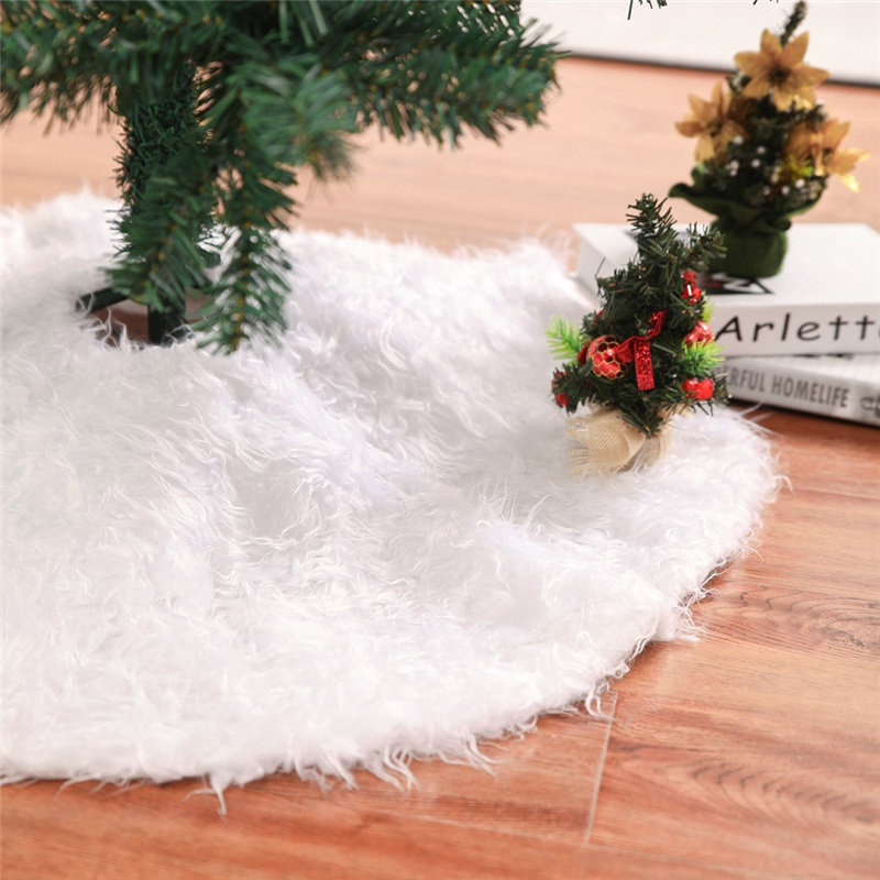 

Diameter 78cm/90cm/122cm/152cm Christmas Tree Skirt Pure White Home Decoration Long Fur Plush High Quality Xmas Carpet New Year